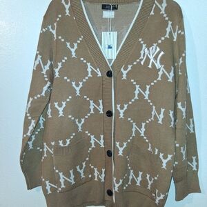 MLB Tan NEW YORK Yankee Patterned Cardigan